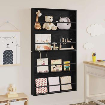 Magazinregal 2 pcs Schwarz Eichen-Optik 80 x 12 x 70 cm