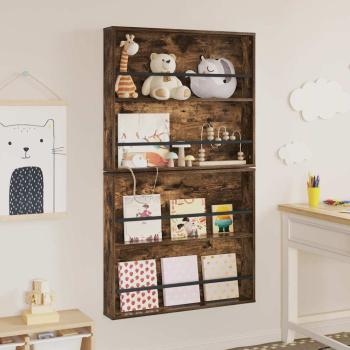 Magazinregal mit Regal 2 pcs Geräucherte Eiche 80 x 12 x 70 cm