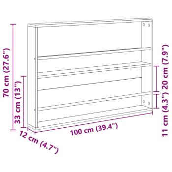 Magazinregal mit Regal 2 pcs Geräucherte Eiche 100 x 12 x 70 cm