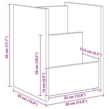 Beistelltisch mit Regal Weiß 35 x 35 x 45 cm Holzwerkstoff