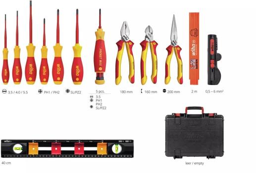 Wiha 9300 Werkzeugkoffer Basic Set L electric, 18-tlg., schwarz (45530)
