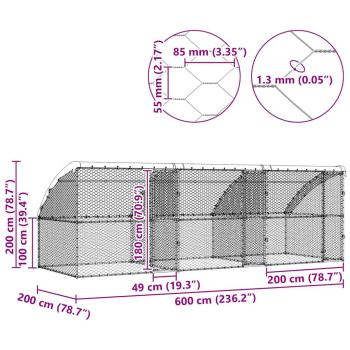 Hundekäfig 3 pcs Silber 6 x 2 x 2 m Verzinkter Stahl