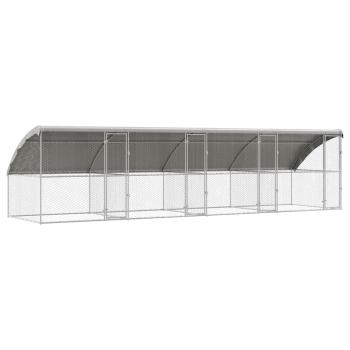 Hundekäfig mit Speicher 4 pcs Silber 8 x 2 x 2 m Stahl