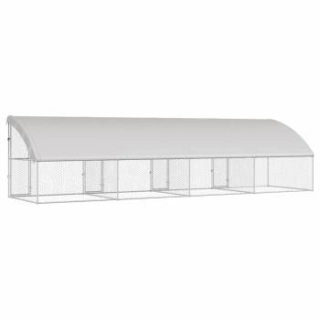 Hundekäfig mit Speicher 4 pcs Silber 8 x 2 x 2 m Stahl