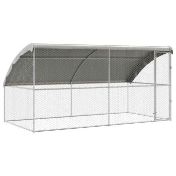 Hundekäfig mit Speicher 2 pcs Silber 4 x 2 x 2 m Stahl