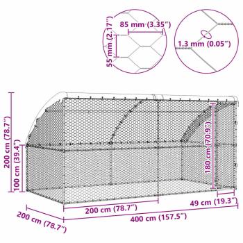 Hundekäfig mit Speicher 2 pcs Silber 4 x 2 x 2 m Stahl