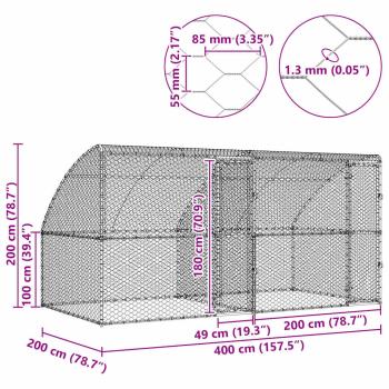Hundekäfig 2 Stk. Silber 4 x 2 x 2 m Verzinkter Stahl