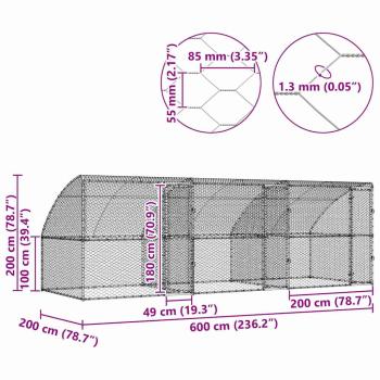 Hundekäfig 3 Stk. Silber 6 x 2 x 2 m Verzinkter Stahl