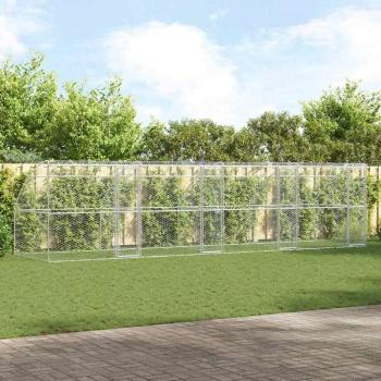 ARDEBO.de - Hundekäfig mit Speicher 4 pcs Silber 8 x 2 x 2 m Stahl