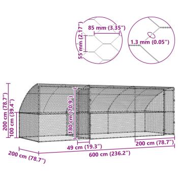 Hundekäfig mit Speicher 3 pcs Silber 6 x 2 x 2 m Stahl