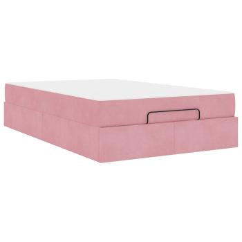 Bettgestell mit Matratze mit Matratze 2 pcs Rosa Samt