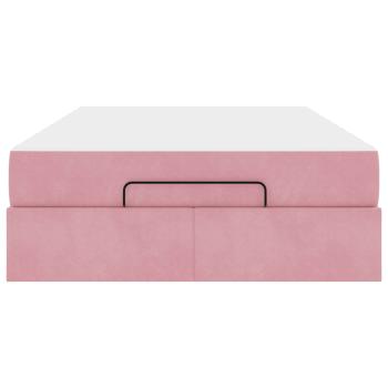 Bettgestell mit Matratze mit Matratze 2 pcs Rosa Samt