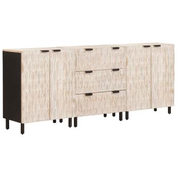 ARDEBO.de - Sideboard Weiße gewaschene Oberfläche Massivholz Mango