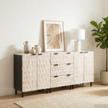 Sideboard Weiße gewaschene Oberfläche Massivholz Mango