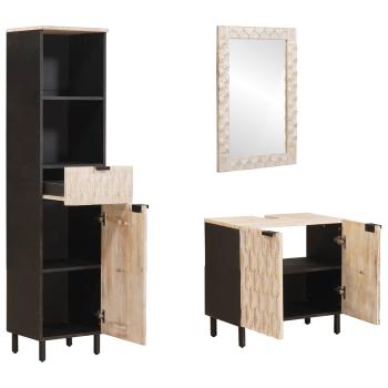 Badezimmer Sets 3 stk. Weiße gewaschene Oberfläche