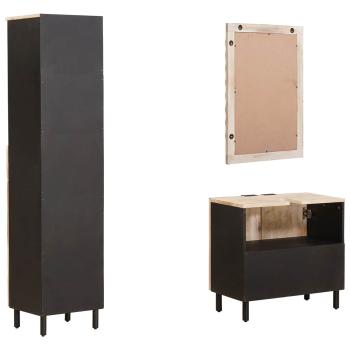 Badezimmer Sets 3 stk. Weiße gewaschene Oberfläche