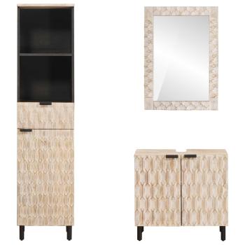 Badezimmer Sets 3 stk. Weiße gewaschene Oberfläche