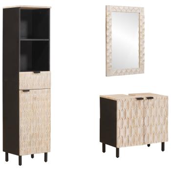 Badezimmer Sets 3 stk. Weiße gewaschene Oberfläche