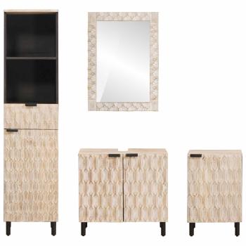 Badezimmer Sets 4 stk. Weiße gewaschene Oberfläche
