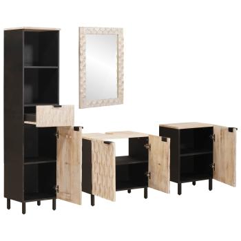 Badezimmer Sets 4 stk. Weiße gewaschene Oberfläche