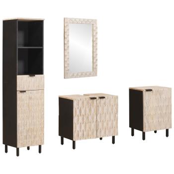 Badezimmer Sets Weiße gewaschene Oberfläche Massivholz Mango