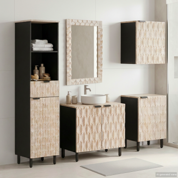 Badezimmer Sets Weiße gewaschene Oberfläche Massivholz Mango