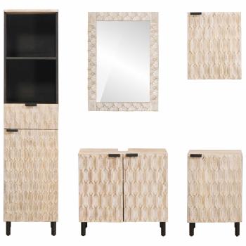Badezimmer Sets Weiße gewaschene Oberfläche Massivholz Mango