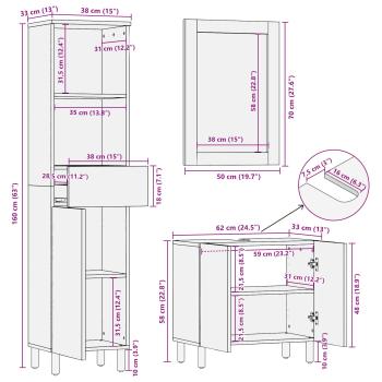 Badezimmer Sets mit Regal Akazie Braun Winish Massivholz Mango