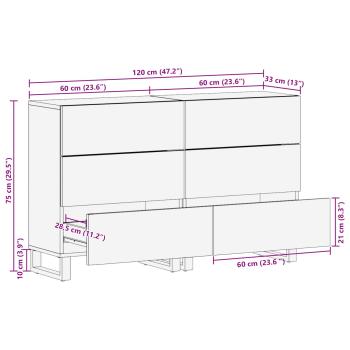Sideboard Braun Massivholz Mango
