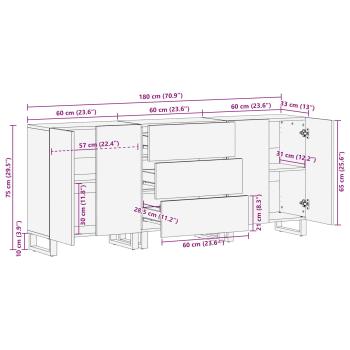 Sideboard Braun Massivholz Mango