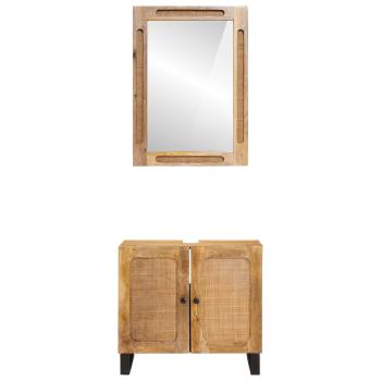 Badezimmer Sets mit Speicher mit Tür Natur Massivholz Mango