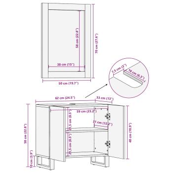 Badezimmer Sets mit Speicher mit Tür Natur Massivholz Mango