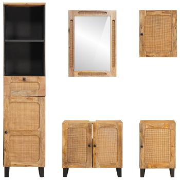 Badezimmer Sets mit Schubladen mit Regal Natur Massivholz Mango