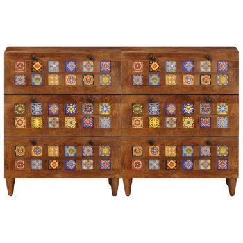 Sideboard 2 pcs Walnuss 60 x 33,5 x 75 cm Massivholz Mango