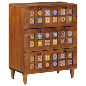 Sideboard 3 pcs Walnuss Massivholz Mango
