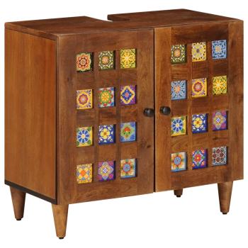 ARDEBO.de - Badezimmermöbel-Set Wandmontiert 2 pcs Walnuss Massivholz Mango