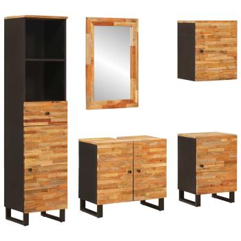 ARDEBO.de - Badezimmer Sets mit Schubladen mit Regal Natur Massivholz Mango