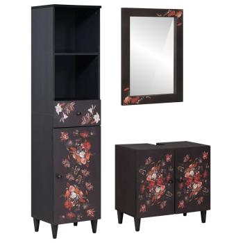 ARDEBO.de - Badezimmerschrank-Set mit Schubladen 3 pcs Massivholz Mango