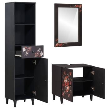 Badezimmerschrank-Set mit Schubladen 3 pcs Massivholz Mango