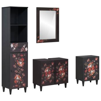 ARDEBO.de - Badezimmerschrank-Set mit Schubladen 4 pcs Massivholz Mango