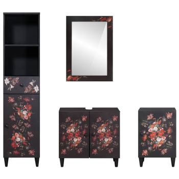 Badezimmerschrank-Set mit Schubladen 4 pcs Massivholz Mango