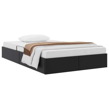 Aufbewahrungsbett mit Matratze Schwarz 120 x 190 cm Kunstleder