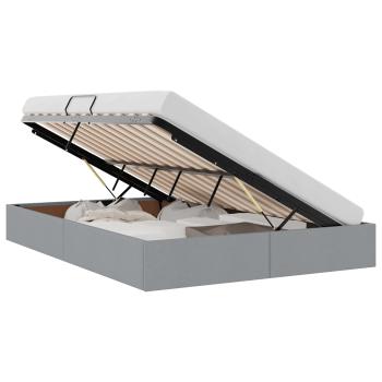 Aufbewahrungsbett mit Matratze Hellgrau 140 x 200 cm Stoff