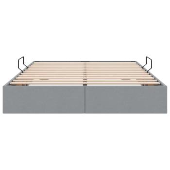 Aufbewahrungsbett mit Matratze Hellgrau 140 x 200 cm Stoff