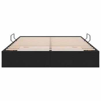 Aufbewahrungsbett mit Matratze Schwarz 140 x 190 cm Samt