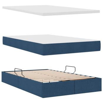 Aufbewahrungsbett mit Matratze Blau 120 x 200 cm Polyester