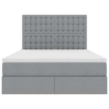 Aufbewahrungsbett mit Matratze Hellgrau 140 x 190 cm Polyester