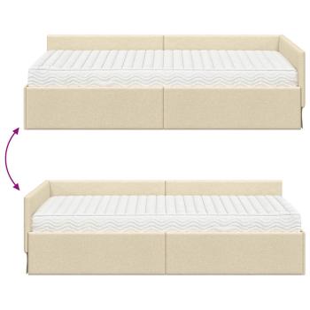 Eckbettgestell mit Matratze Sonstiges 2 pcs Creme Stoff