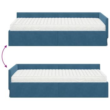 Eckbettgestell mit Matratze Sonstiges 2 pcs Blau Samt