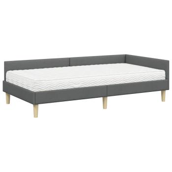 Eckbettgestell mit Matratze 2 stk. Dunkelgrau 90 x 190 cm Stoff